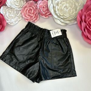 Black Faux Leather Dressy Shorts